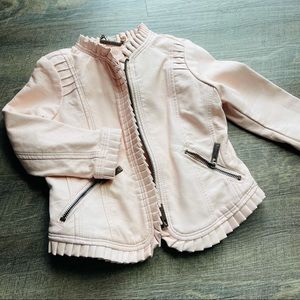 JouJou Pink Faux Leather Jacket,3T